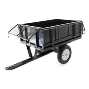 Remolque basculante Wiltec 166,5 x 77,5 x 106 cm 300 kg, remolque volquete para tractor cortacésped con rejilla y laterales extraíbles, remolque con función de basculamiento