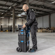 Högert Technik - Juego de cajas 4 en 1 HT7G500, herramientas de bricolaje, caja de herramientas, caja de herramientas con ruedas, resistente a daños, maletín de herramientas, cierres de ABS, estructura modular