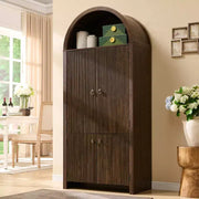 Despensa de cocina alta arqueada de 71", armario de almacenamiento moderno con 3 estantes ajustables, 6 estantes en la puerta, para cocina, sala de estar