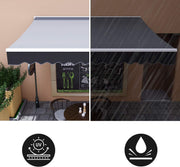 Toldo manual, 250 x 200 cm, toldo retráctil de brazos articulados, con soporte de pared, manivela, impermeable, aluminio/poliéster, para balcón, restaurante, cafetería, antracita