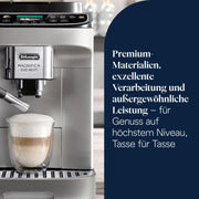 De'Longhi Magnifica Evo Next - Cafetera superautomática Perfetto con espumador de leche LatteCrema, 13 bebidas con un solo toque, cafetera para café y capuchino, pantalla táctil a color, titanio (ECAM312.80.SB)