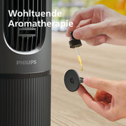 Ventilador de torre Philips serie 5000. Potente flujo de aire de 8,0 m/s, ultra silencioso de 24 dB, bajo consumo energético, mando a distancia, 5 velocidades, modo suspensión, temporizador de 9 h, oscilación de 80° (CX5540/01)