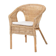 Silla de comedor Abbey de ratán natural estilo bohemio moderno
