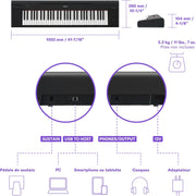 Piano numérique Yamaha Piaggero NP-15 de 61 touches avec 15 sonorités d'instruments, léger et portable