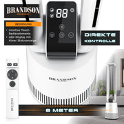 Brandson - Ventilador de torre DC ECO Line - Motor DC muy silencioso - Modo sueño - Con mando a distancia - 3 modos - Oscilación - Eficiencia energética - Para dormitorio, oficina, salón, habitación infantil