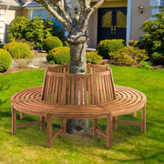 Banco circular para árbol CLP Baumbank Novum I Banco redondo con 8 plazas I Banco de madera natural con respaldo de madera de teca maciza, color: teca, tamaño: 200 cm