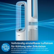 Philips Air Performer 2 en 1: Purificador de aire y ventilador refrigerante - Purifica 70 m², elimina el 99,97 % de alérgenos y contaminantes. Filtro HEPA, sensores inteligentes, Alexa, aplicación. (AMF765/10)
