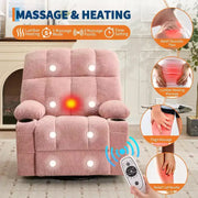 Sillón reclinable extragrande para adultos, sofá mecedor giratorio manual, bolsillos laterales y portavasos para personas altas y grandes, sala de estar