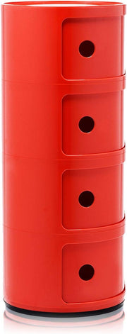Kartell Componibili, contenedor de 4 elementos, rojo, base redonda