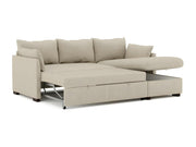 Sofá chaise longue de 3 plazas reversible en poliéster beige