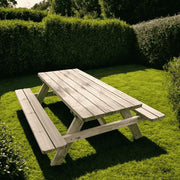 Mesa de picnic de madera Jardipolys con bancos integrados para 6 personas - 1,77 m de madera - 177 x 160 x 73 cm - Cerland