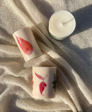 Vela de pilar de cera de soja con hojas de otoño, decoración otoñal, 9x7,5 cm