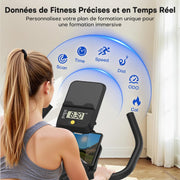 Bicicleta estática, CHAOKE Bicicleta estática silenciosa con resistencia magnética ajustable, bicicleta de ejercicio para interiores con aplicación y pantalla LCD, para entrenamiento cardiovascular, capacidad 150 kg