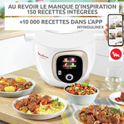 Moulinex, Cookeo Multicocina inteligente 6L, 150 recetas integradas, Cocción sin supervisión, Pantalla intuitiva, Guía de cocción, Aplicación MyMoulinex, 1600W, Blanco, 15 años de reparabilidad, CE85CA10