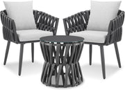 tectake® Gartenmöbel-Set Lugano Rope-Design, Aluminiumgestell, Tisch 2 Stühle, Dicke Sitzpolster, Gartenlounge, Loungemöbel, Gartensitzgruppe, Outdoor Lounge Set, Terrassenmöbel, Balkonmöbel