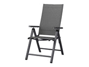 Conjunto de aluminio "Houston", 9 piezas: mesa extensible y 8 sillas de respaldo alto, gris