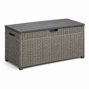 Caja de almacenamiento de plástico imitación ratán gris