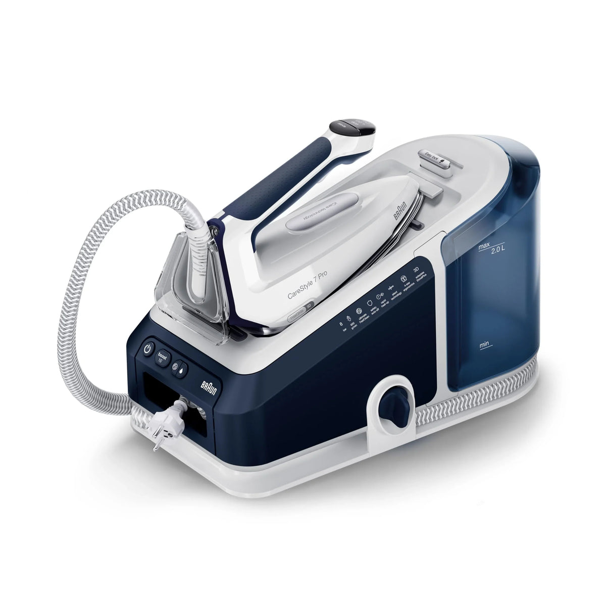 Centro de planchado CareStyle 7 Pro IS7282BL 2700 vatios, depósito de agua de 2 l, golpe de vapor de 600 g/min, suela FreeGlide 3D