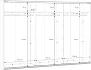 Armario corredero Forte SOPHISTISPACE 300 de 3 puertas con estantes y barra para colgar ropa, blanco, 299,8 cm de ancho, 210,5 cm de alto, 62,9 cm de profundidad