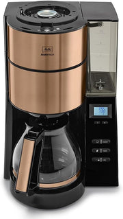 Melitta AromaFresh - Cafetera de filtro - con jarra de cristal - molinillo integrado - función de temporizador - 10 tazas - Negro puro