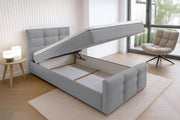 Cama con canapé 100x200 cm, cama tipo boxspring gris Argentaro