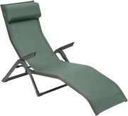 Hespéride - Tumbona plegable Décima - Verde oliva y grafito - Aluminio resistente a la corrosión, 2 posiciones, apilable - Para jardín, piscina, tomar el sol