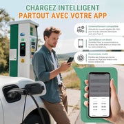 Cargador de coche eléctrico AIMILER 11kW con App, 8-16A, 7M, estación de carga trifásica para vehículos eléctricos con conector Tipo 2, incluye soporte de pared, pantalla OLED digital, IP66, compatible con Model 3/Y, EX30, 208EV y PHEV.