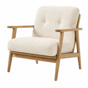 Sillón de madera de haya con tapizado de bouclé, natural/crema