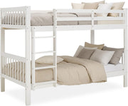 Homestyle4u, litera para 2 niños 90x200 con escalera, madera de pino blanco, cama alta 90x200 divisible en 2 camas infantiles, litera doble