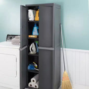 Gabinete organizador de almacenamiento de 4 estantes ajustables para garaje Sterilite, paquete de 2, gris