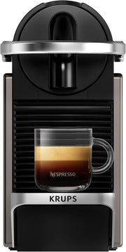 Cafetera de cápsulas Nespresso KRUPS Pixie Titan Original, diseño compacto, 25 segundos de tiempo de calentamiento, 2 tamaños de taza, apagado automático, 19 bares de presión, cafetera XN306TK