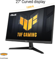 Monitor de juego ASUS TUF Gaming VG27VQM1B – 27 pulgadas Full HD, curvado, 280Hz, ELMB, tiempo de respuesta de 1ms, FreeSync Premium, 90% DCI-P3, DisplayWidget Center