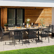 Mesa de jardín extensible di volio Galipo 135-270 cm – Mesa de terraza de aluminio resistente a la intemperie para 6-12 personas – Mesa de comedor con aspecto de madera y patas ajustables (beige)