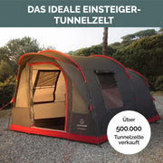 JUSTCAMP Atlanta 3, 5 o 7 personas, tienda de campaña tipo túnel con altura interior, toldo, suelo, mosquitera, impermeable, camping, festival