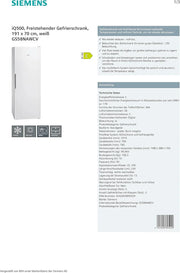 Congelador Siemens GS54NAWCV iQ500, 176 x 70 cm, 327 L, noFrost nunca más volver a descongelar, bigBox espacio para alimentos congelados grandes, varioZone estantes y cajones de cristal flexibles, Blanco