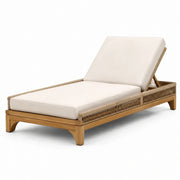 Tumbona de madera de acacia con ratán sintético y cojín de poliéster beige 200 cm