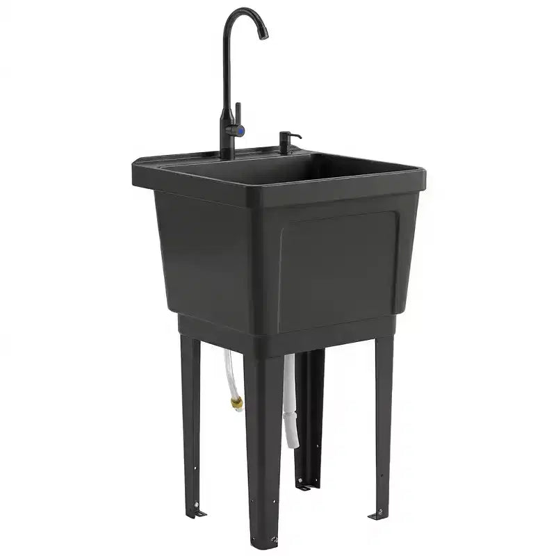 Fregadero portátil para lavandería, lavabo independiente con grifo, dispensador de jabón y mangueras