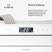 Aire acondicionado portátil Klarstein Chillavan – 5.000 BTU, para habitaciones de hasta 20 m², 3 en 1: aire acondicionado, deshumidificador y ventilador, clase de eficiencia energética A, control por aplicación, ideal para autocaravanas