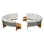 Set de sofá seccional redondo de madera de acacia para exteriores con mesa de centro, 12 plazas