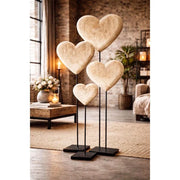 Corazón de madera maciza en soporte de metal, 3 tamaños, decoración de madera, regalo de corazón