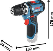 Taladro atornillador a batería Bosch Professional 12V System GSR 12V-15 FC - Sistema FlexiClick (incluye 2 baterías GBA 12V 2.0Ah, cargador, 4 adaptadores, juego de 40 accesorios) - Alimentado por batería