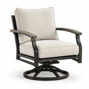 Sillón giratorio de aluminio con cojín de poliéster crema