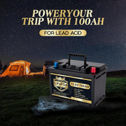 Batería de litio LiFePO4 12V/100Ah con Bluetooth, BMS de 100A, 5000 ciclos de descarga profunda, 1280W, protección de corte por baja temperatura para vehículos recreativos (RV), camping, embarcaciones y sistemas solares domésticos
