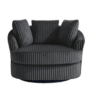 Juego de 2 sillones giratorios tipo barril de gran tamaño, 43" de ancho, en pana de felpa con cojines