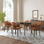 Sillas de comedor giratorias de madera curvada y PU (juego de 2)
