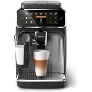 Cafetera espresso premium, 12 cafés fríos/calientes, sistema LatteGo, molinillo cerámico, cromo negro