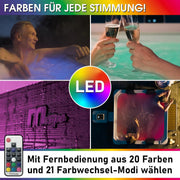 Jacuzzi BRAST MSpa Oslo con pared exterior rígida | Iluminación LED con 20 colores ajustables para 6 personas | 160x160x65cm | 120 boquillas de masaje | Uso durante todo el año, resistente al invierno | Piscina interior y exterior