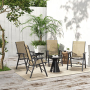 Juego de 4 sillas plegables para patio Outsunny con un diseño sencillo y elegante, cómodas para la terraza, el jardín, el patio y para viajar.