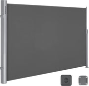 SONGMICS Toldo lateral de aluminio extensible 160 x 350 cm, biombo, protección solar, opaco, para balcón, terraza, jardín, antracita GSA165G