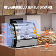 Vitrina refrigerada VEVOR, expositor refrigerado para pastelería y panadería de 115 L, vitrina comercial de 2 niveles con iluminación LED, refrigeración TURBO y sistema de aire frío sin escarcha para cafetería